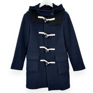 JW Anderson x Uniqlo Navy & Black Wool Blend Hooded Duffle Duffel Coat sz XS